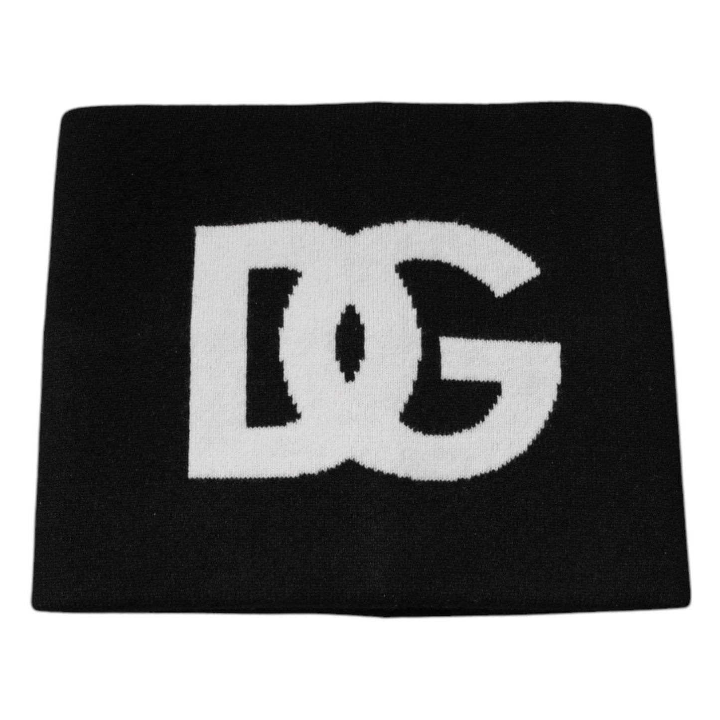 Dolce & Gabbana Black Cashmere DG Logo Square Handkerchief Scarf