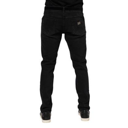 Dolce & Gabbana Black Cotton Logo Plaque Denim Jeans
