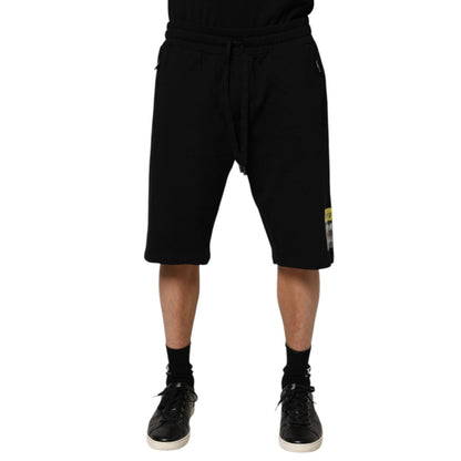 Dolce & Gabbana Black Cotton Mid Waist Casual Bermuda Short