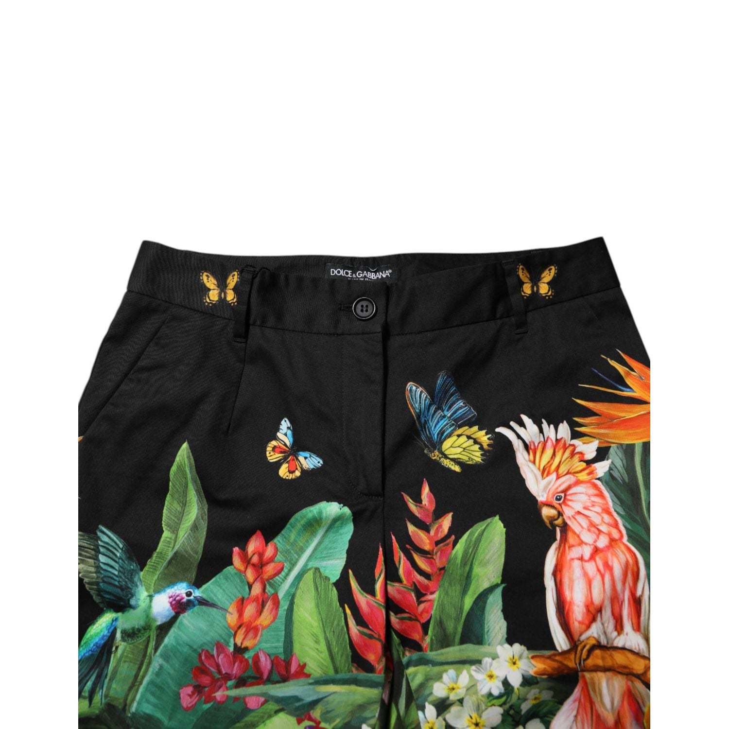 Dolce & Gabbana Black Cotton Tropical Mid Waist Pants