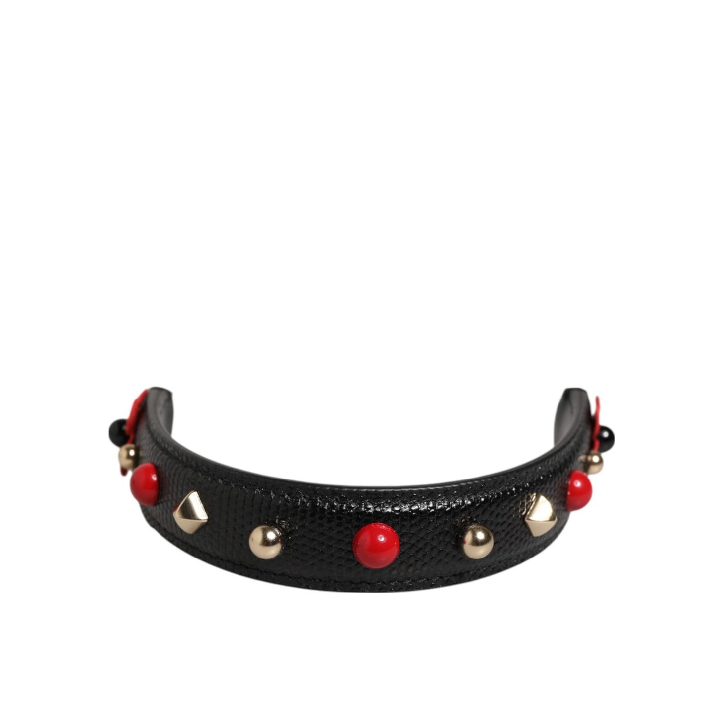 Dolce & Gabbana Black Embellished Leather Bag Handle Women Shoulder Strap