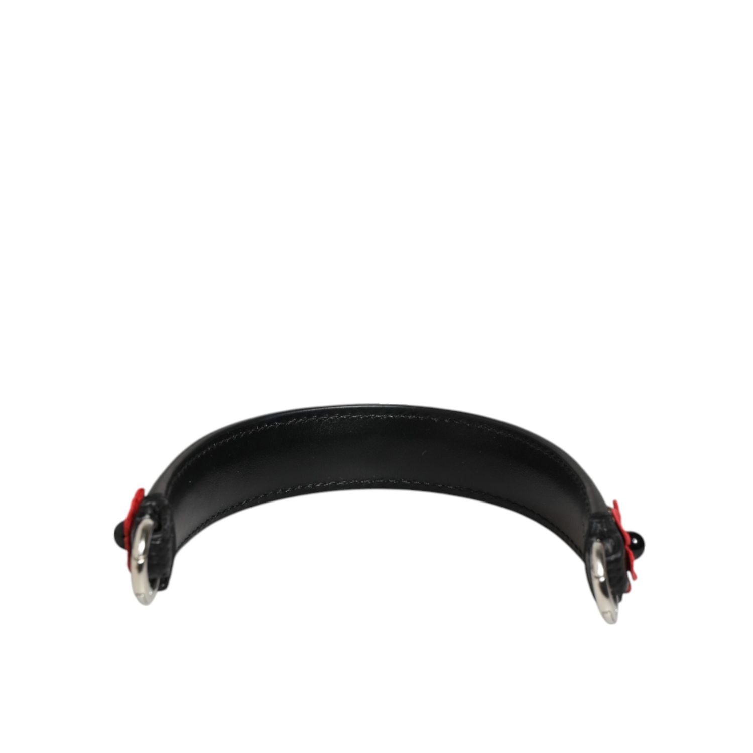 Dolce & Gabbana Black Embellished Leather Bag Handle Women Shoulder Strap