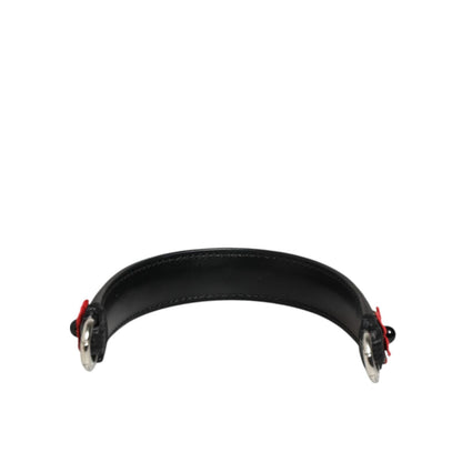 Dolce & Gabbana Black Embellished Leather Bag Handle Women Shoulder Strap