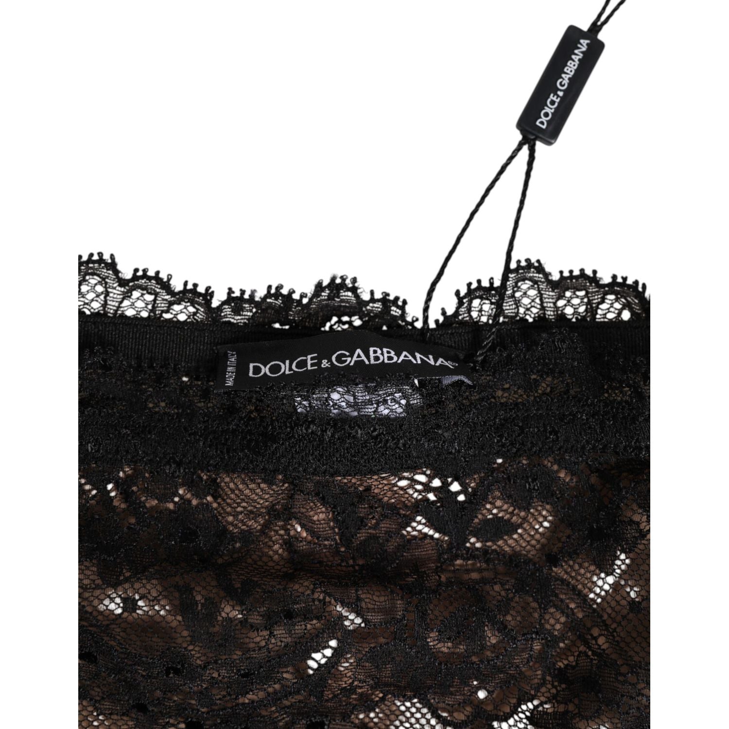 Dolce & Gabbana Black Floral Lace Mesh High Brief Panty  Underwear