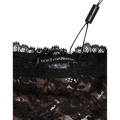 Dolce & Gabbana Black Floral Lace Mesh High Brief Panty Underwear