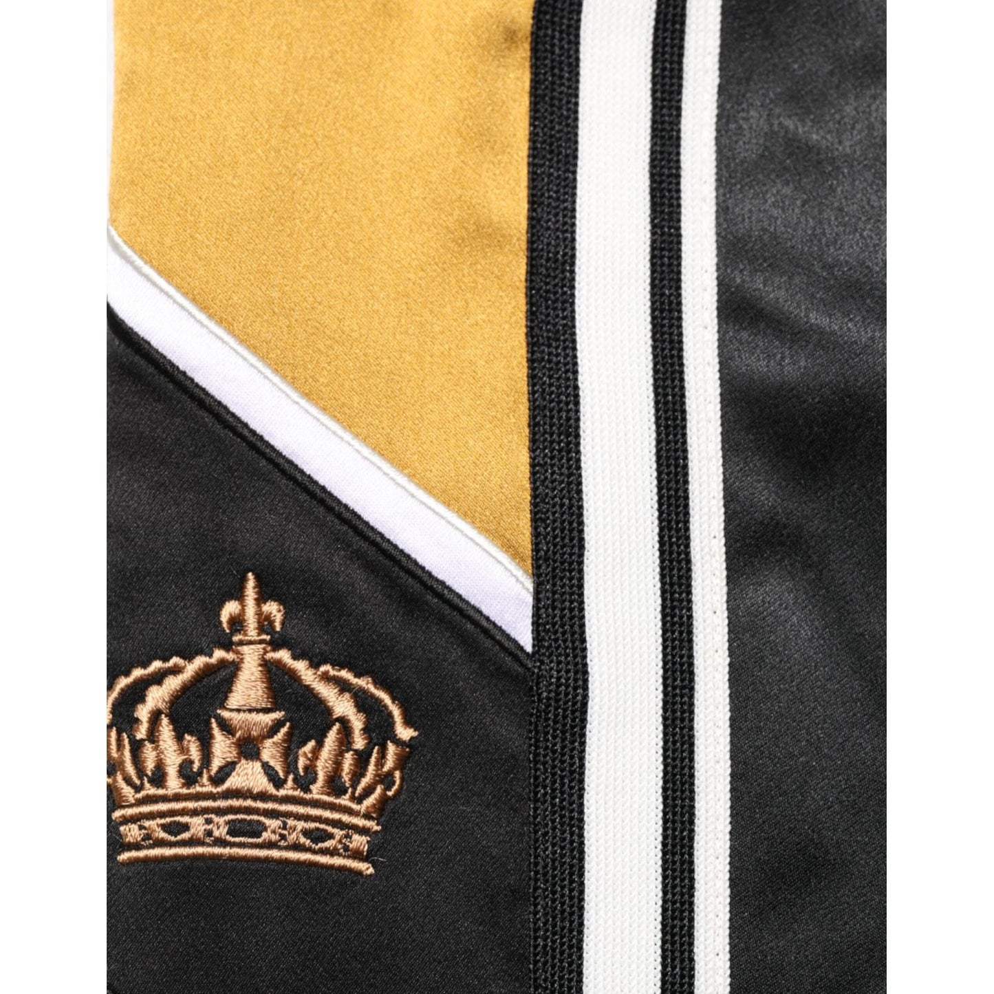 Dolce & Gabbana Black Gold Satin Crown Side Stripe Jogger Pants