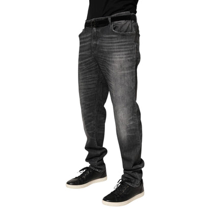 Dolce & Gabbana Black Gray Wash Slim Fit Straight Leg Denim Jeans