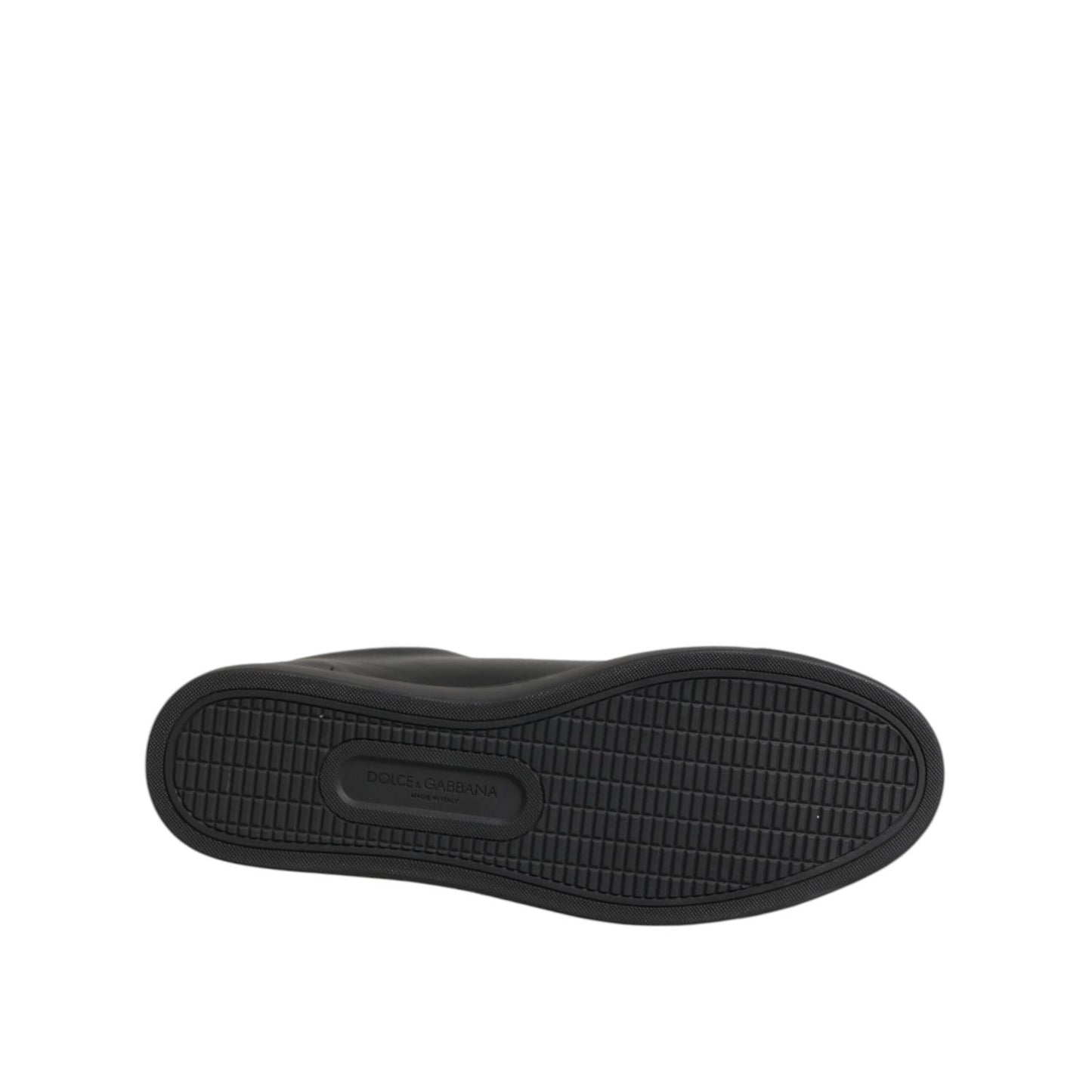 Dolce & Gabbana Black Leather Crystal Heart Low Top Sneakers Shoes