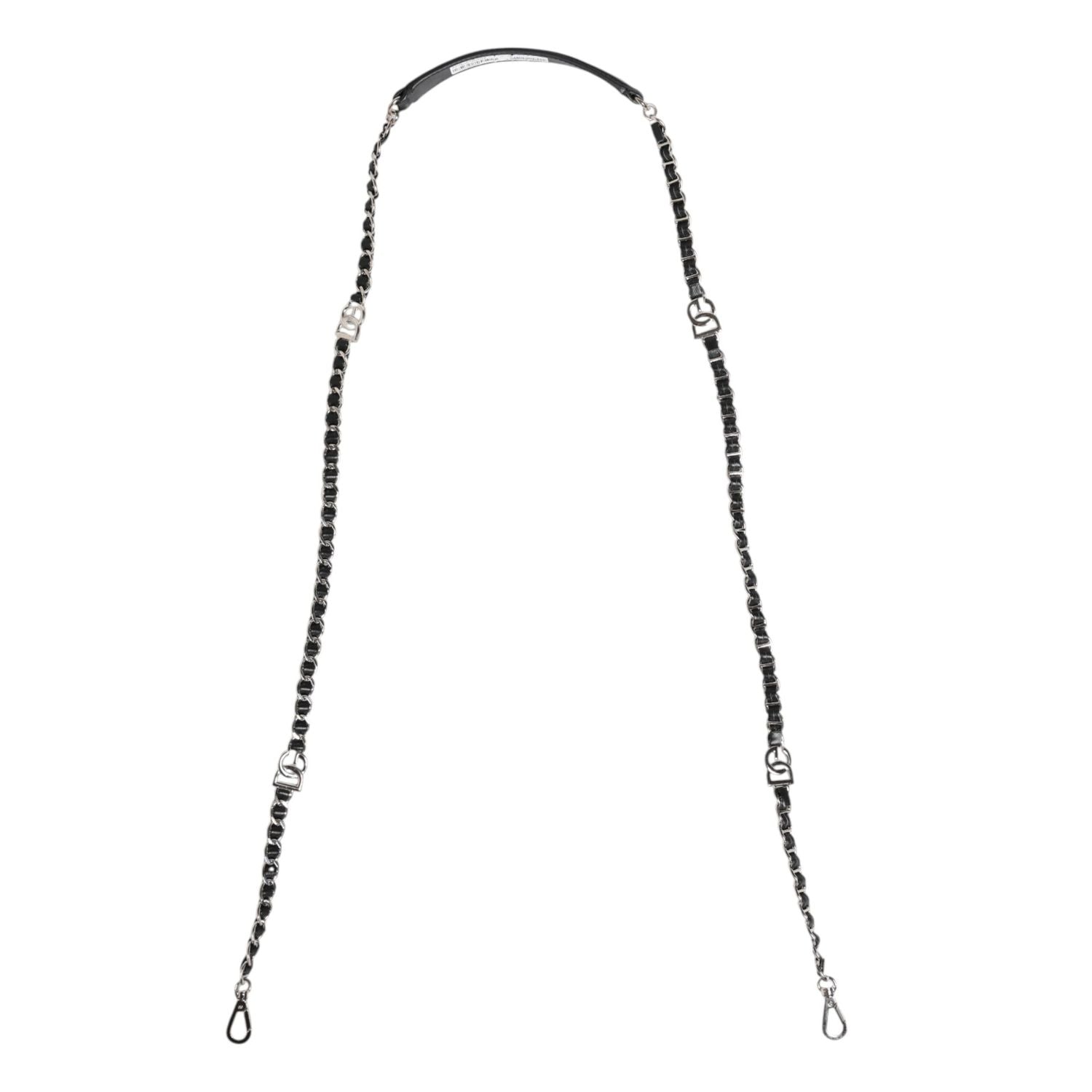 Dolce & Gabbana Black Leather DG Logo Chain Bag Shoulder Strap