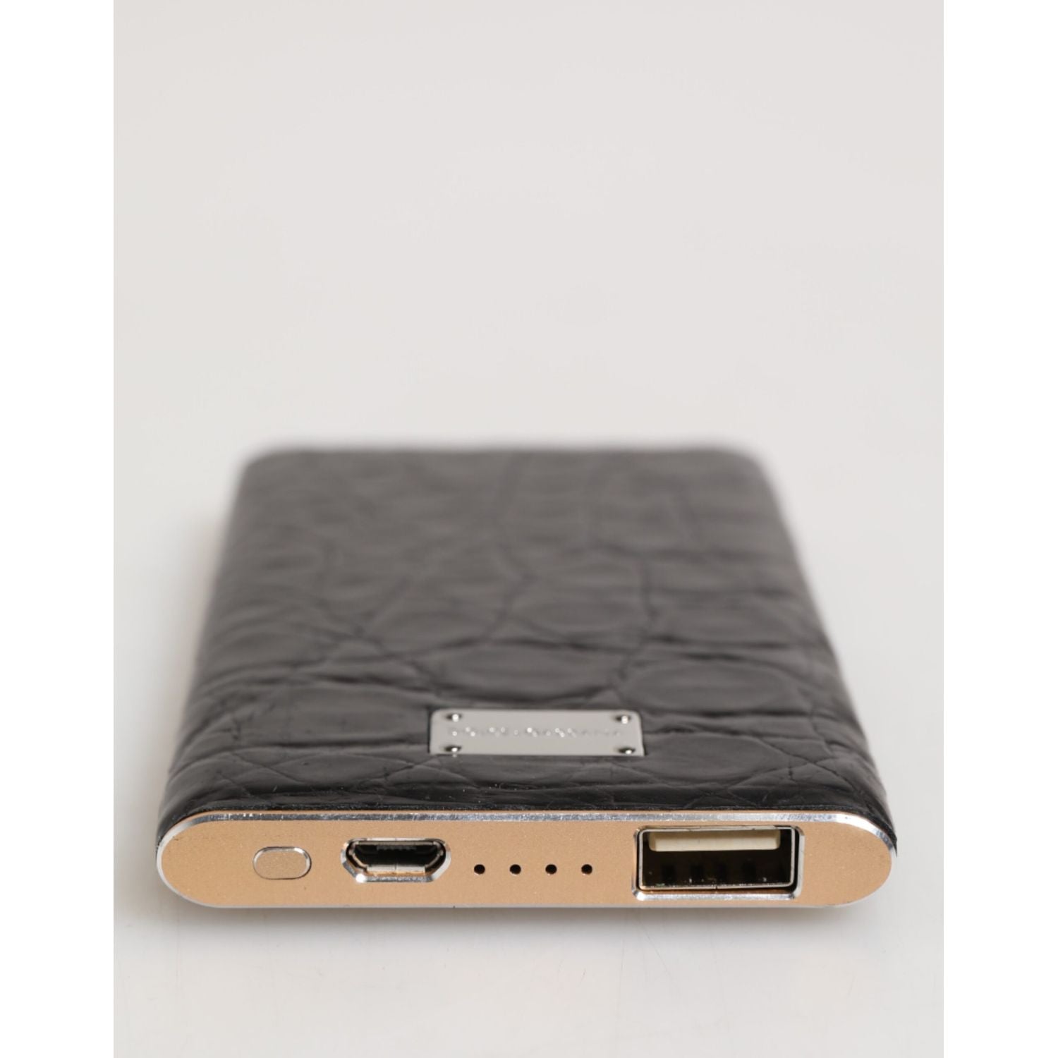Dolce & Gabbana Black Leather Embossed Exotic 3000mAh  Power Bank Charger USB