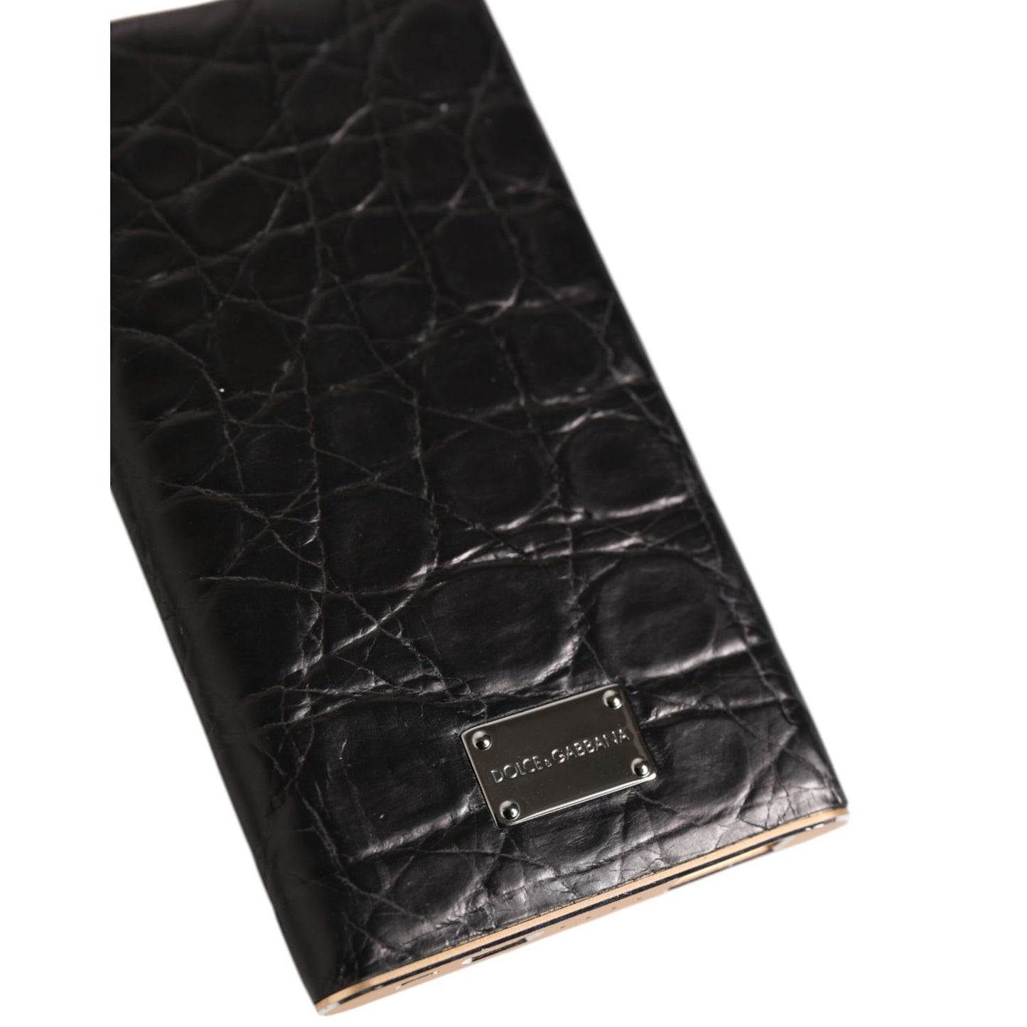 Dolce & Gabbana Black Leather Exotic Skin 3000mAh Power Bank Charger USB