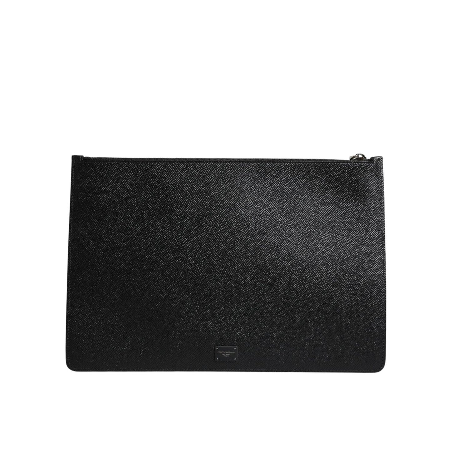 Dolce & Gabbana Black Leather Golden Pig Print Men Clutch Pouch Borse Bag