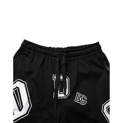 Dolce & Gabbana Black Logo Print Cotton Casual Bermuda Short