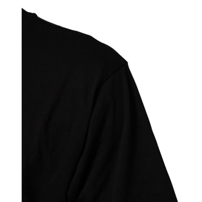 Dolce & Gabbana Black Logo Print Cotton Crew Neck T-shirt