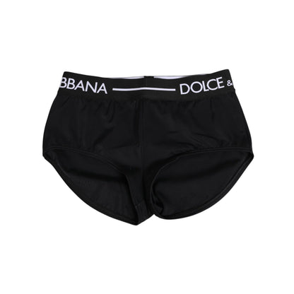 Dolce & Gabbana Black Nylon Logo Waistband Shorts Underwear