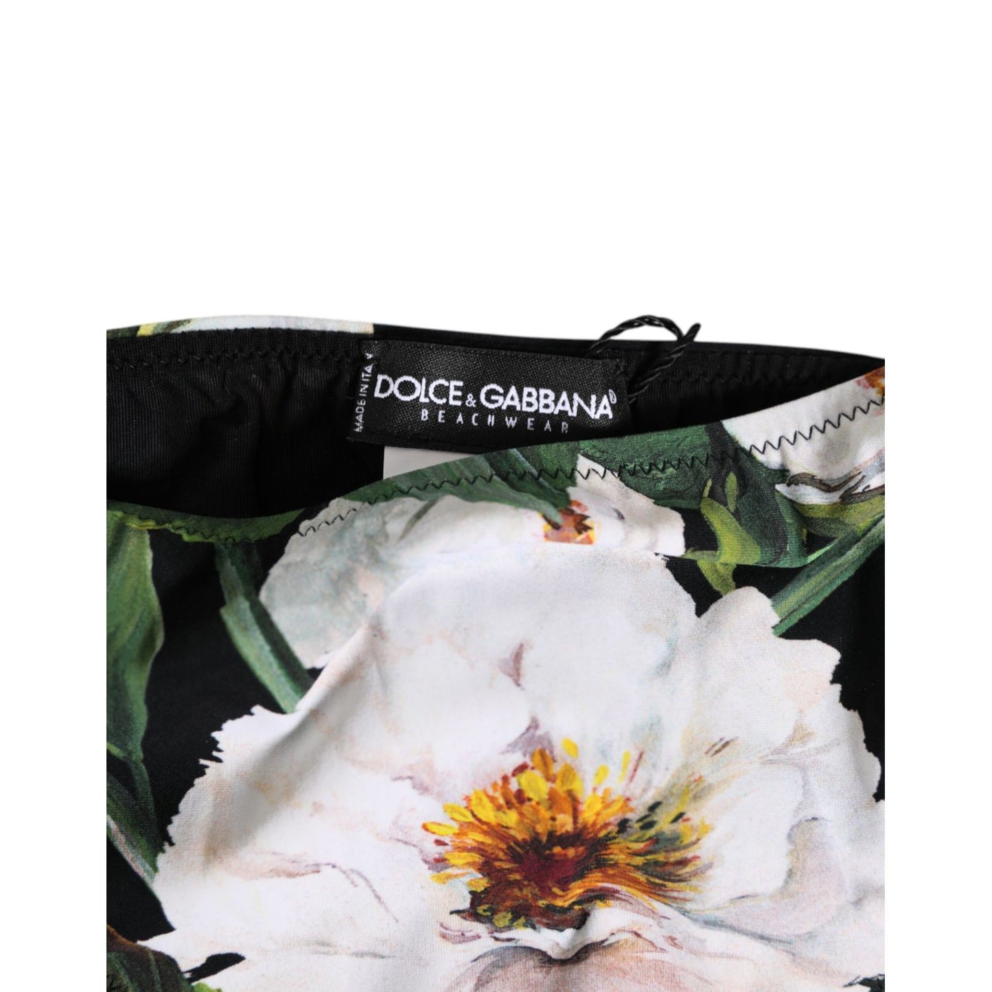 Dolce & Gabbana Black Side Tie Floral Bikini Bottom Swimwear