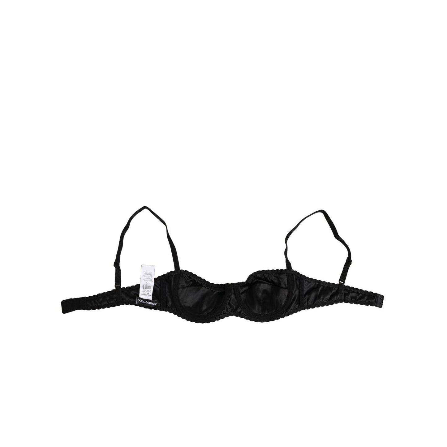 Dolce & Gabbana Black Silk Underwired Balconette Bra Underwear with structured underwiring and elegant design.