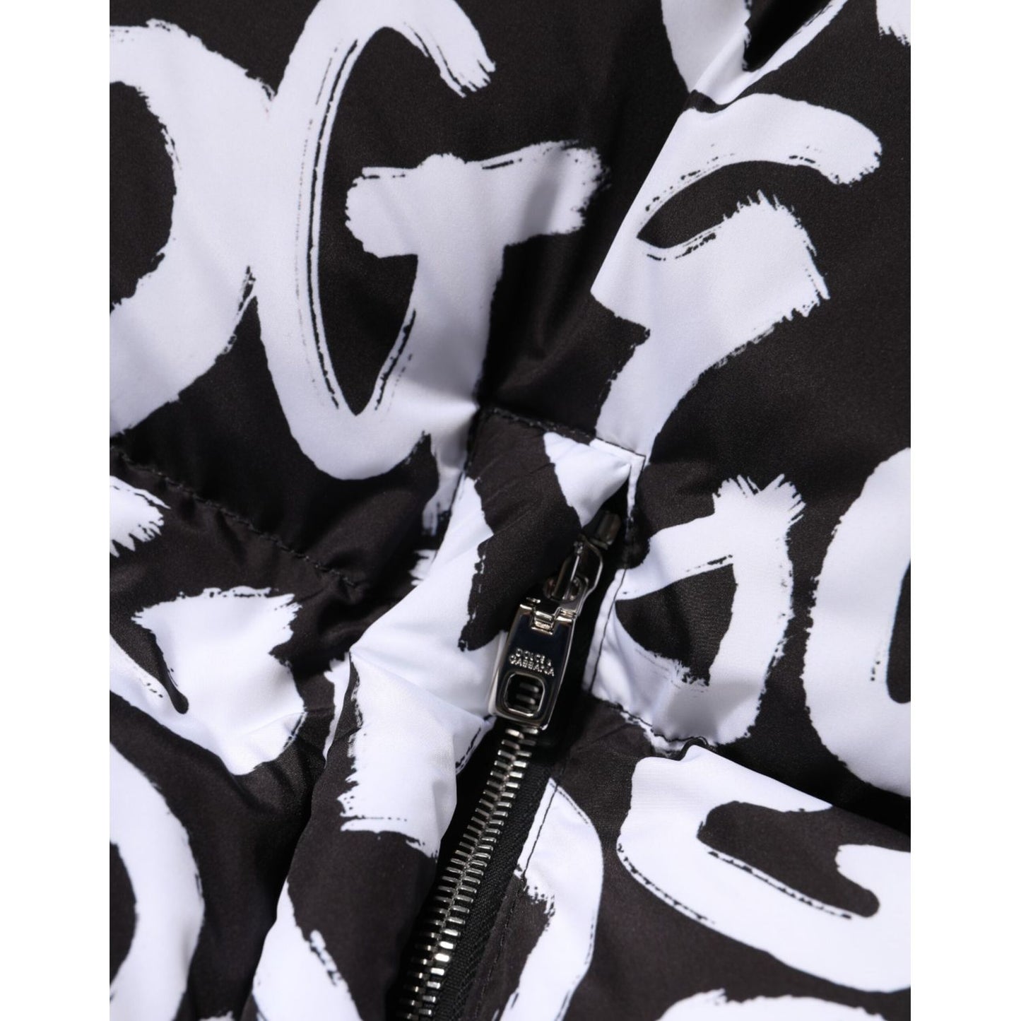 Dolce & Gabbana Black White DG Mania Hooded Long Coat Jacket