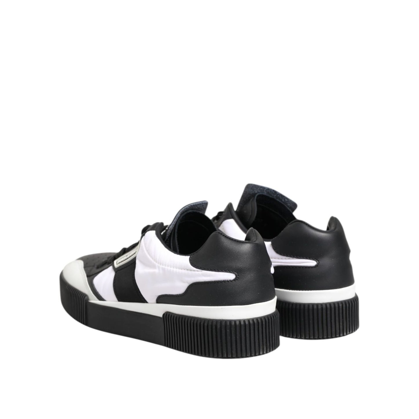 Dolce & Gabbana Black White Leather MIAMI Low Top Sneakers Shoes