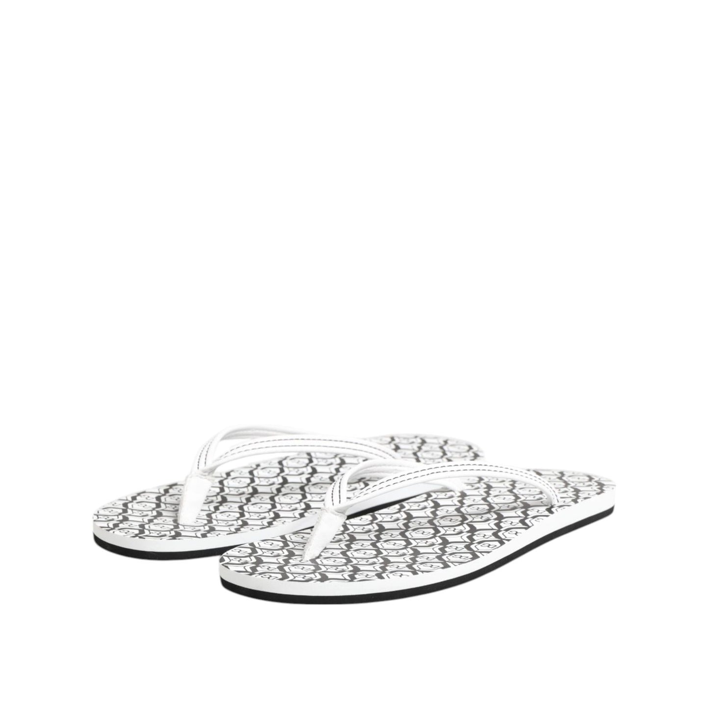 Dolce & Gabbana Black White Logo Beachwear Flats Slipper Shoes