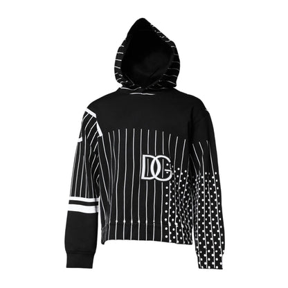 Dolce & Gabbana Black White Stripe Hooded Sweatshirt Sweater