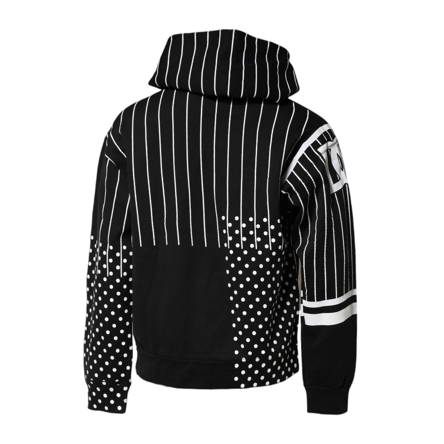 Dolce & Gabbana Black White Stripe Hooded Sweatshirt Sweater