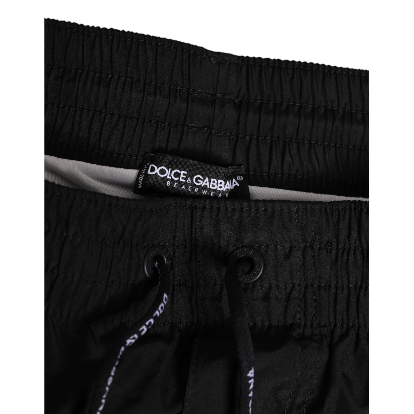 Dolce & Gabbana Black White Striped DG Logo Men Short Swimwear