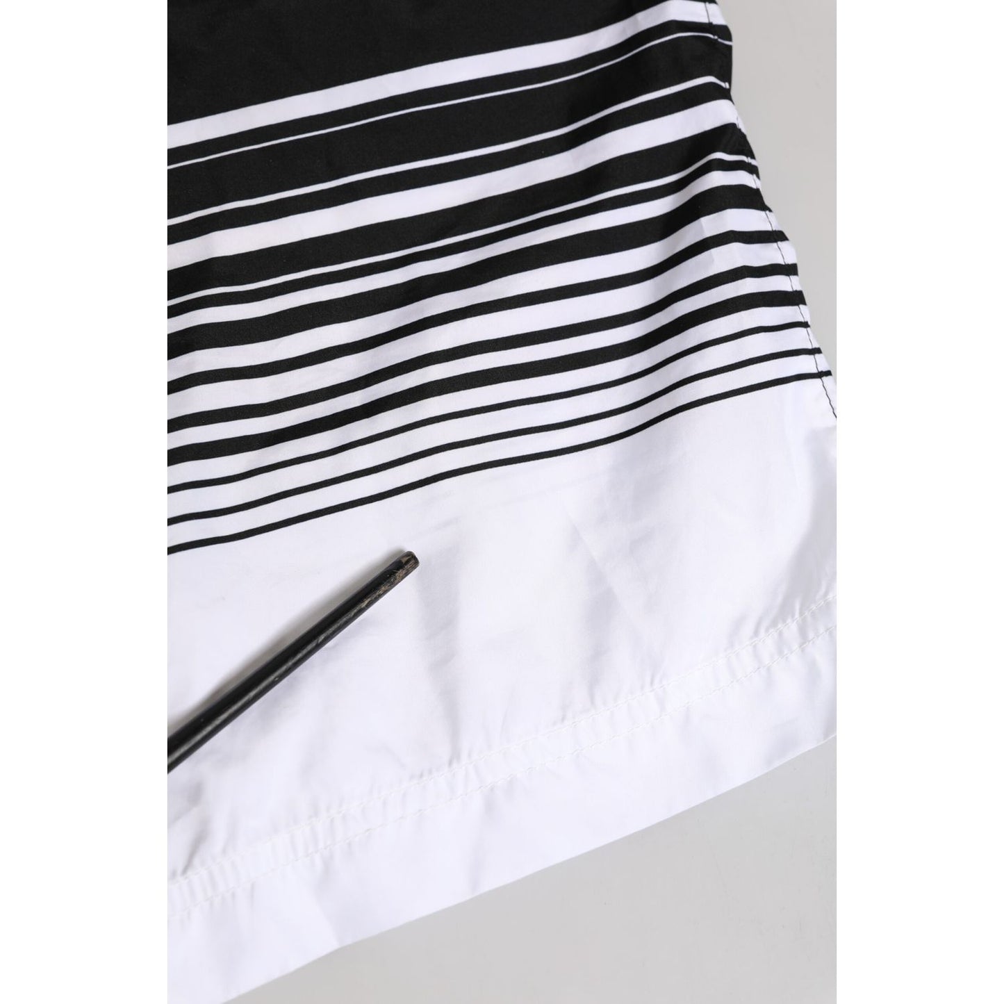 Dolce & Gabbana Black White Striped DG Logo Men Short Swimwear