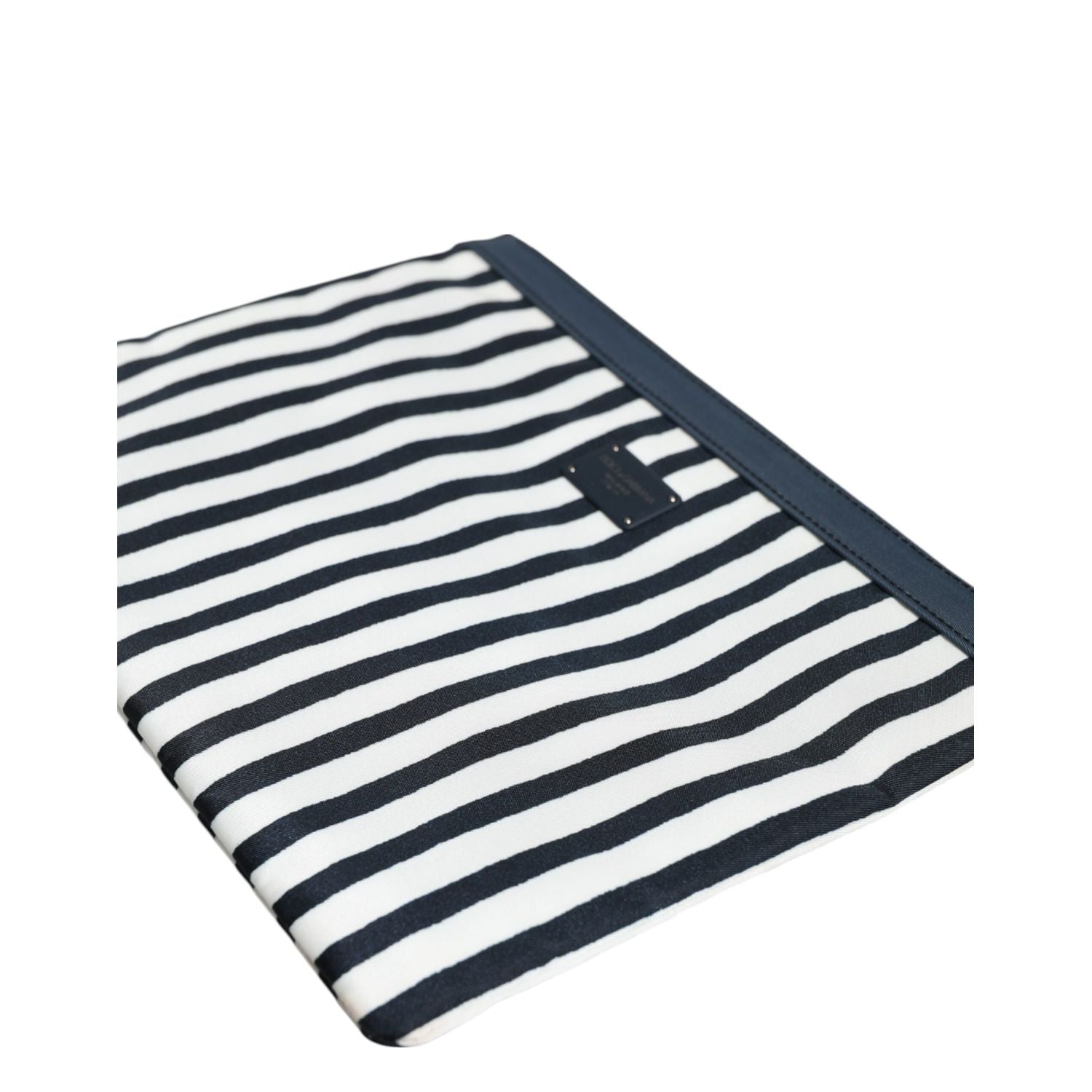 Dolce & Gabbana Black White Striped Logo Plaque Clutch Borse Pouch Bag