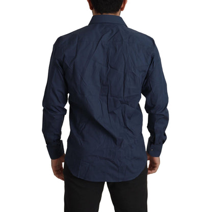 Dolce & Gabbana Blue Cotton MARTINI Slim Fit Dress Shirt