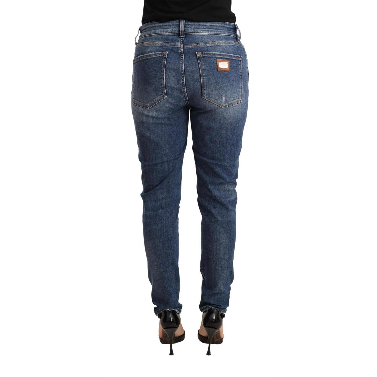 Dolce & Gabbana Blue Distressed Slim Fit Denim Pants Jeans