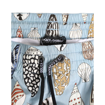 Dolce & Gabbana Blue Seashell Print Nylon Men Shorts Swimwear