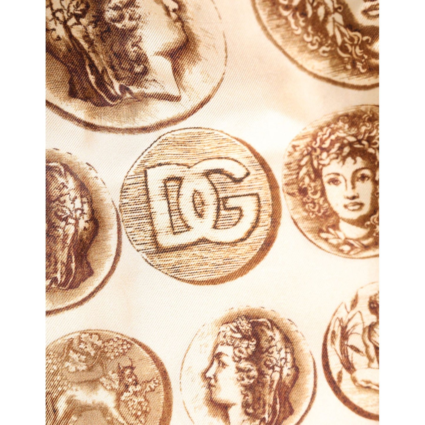 Dolce & Gabbana Brown Ancient Coin Print Silk Shorts Swimwear