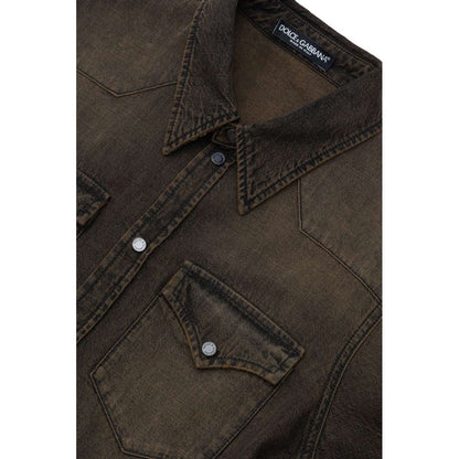 Dolce & Gabbana Brown Denim Shirt