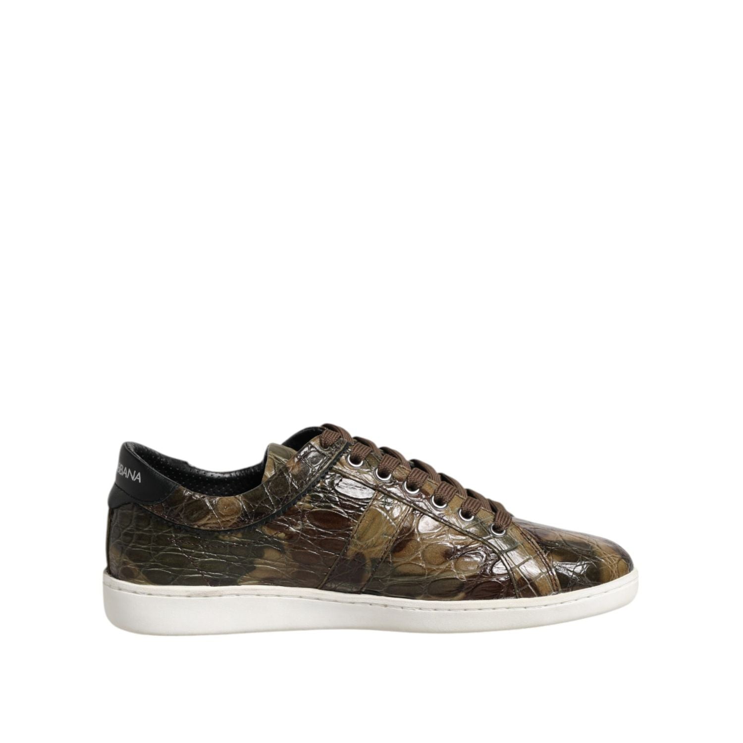 Dolce & Gabbana Brown Exotic Leather Low Top Sneakers Shoes