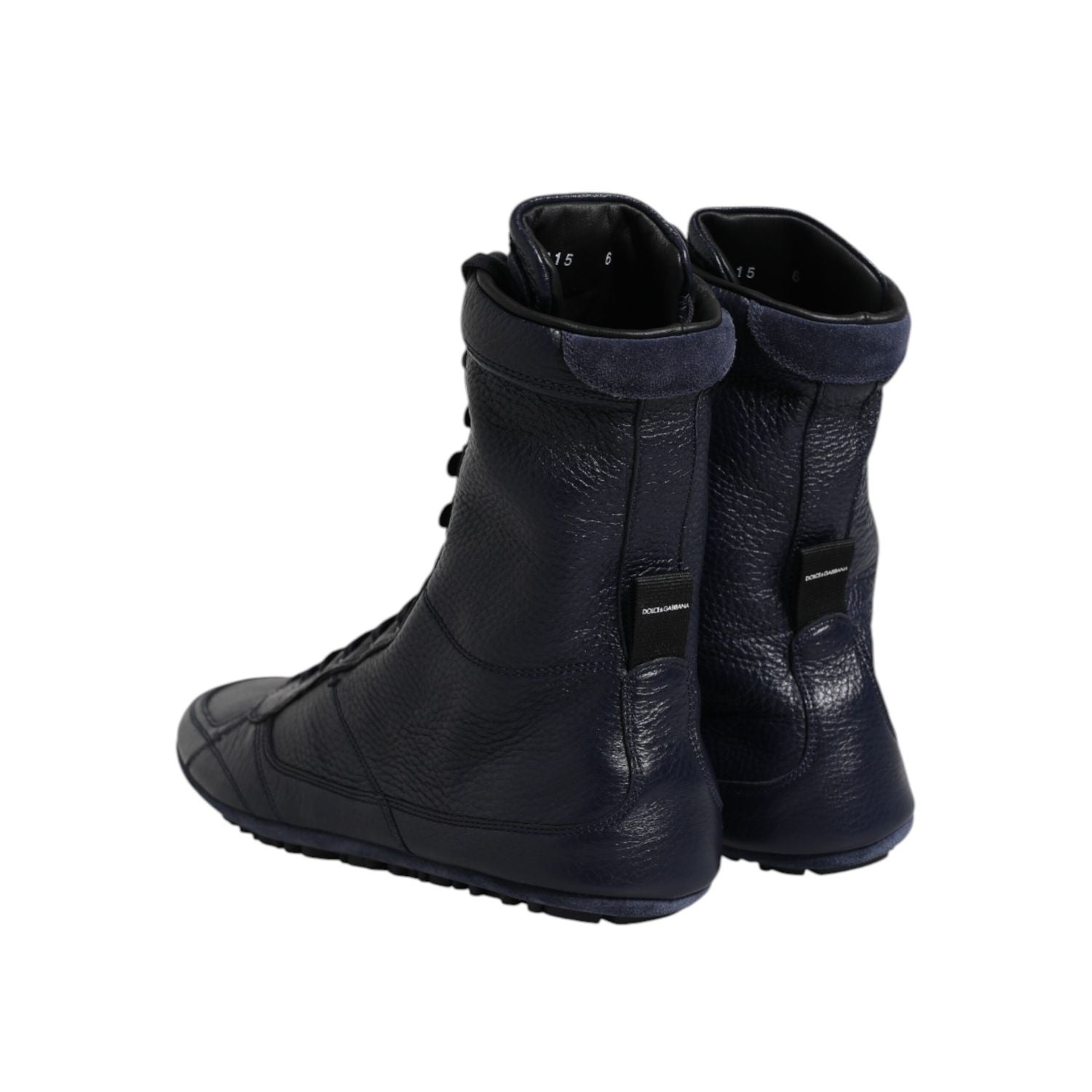 Dolce & Gabbana Dark Blue Leather KING High Top Sneakers Shoes