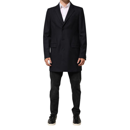 Dolce & Gabbana Dark Blue Wool Men Jacket Coat Blazer Suit
