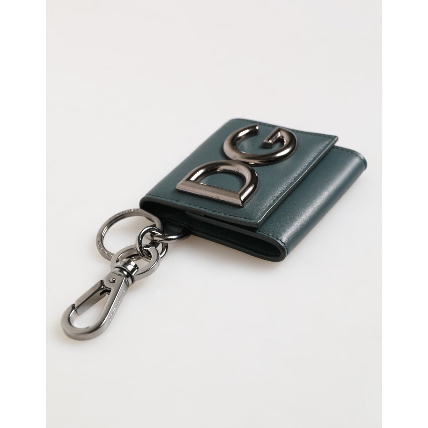 Dolce & Gabbana Dark Green Leather DG Logo Coin Purse Bag Charm Wallet
