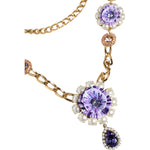 Dolce & Gabbana Gold Tone Floral Crystals Embellished Layered Necklace Necklace Dolce & Gabbana Light Gray