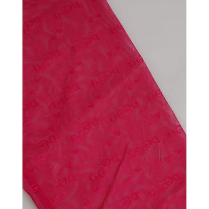 Dolce & Gabbana Fuchsia Logo Lace Tight Midi Trousers Underwear