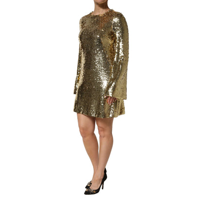 Dolce & Gabbana Gold Sequin Long Sleeve Mini Dress