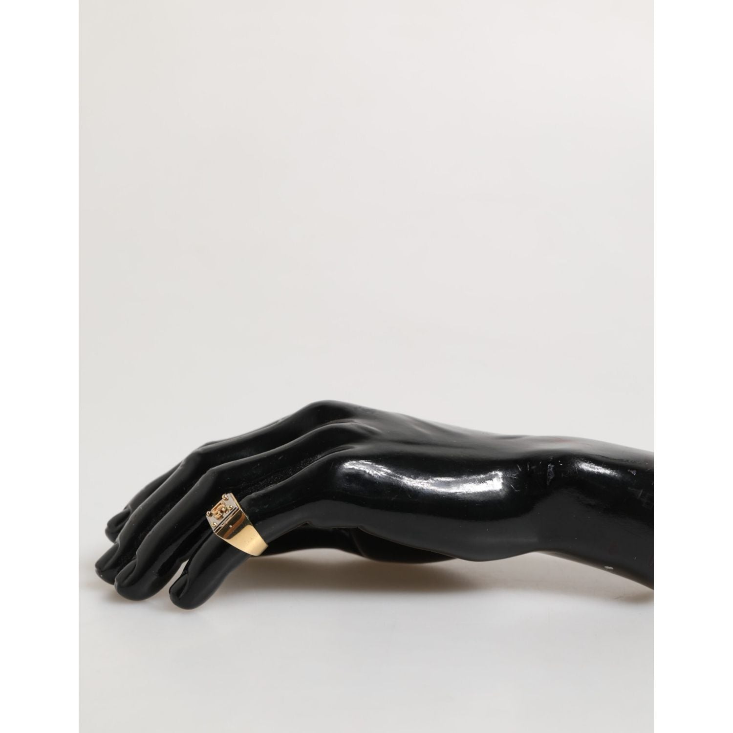 Dolce & Gabbana Gold Tone Brass Signet Square DG Logo Plaque Men Ring