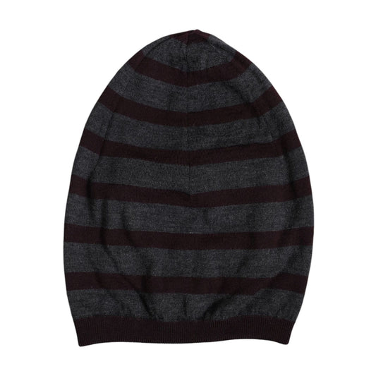 Dolce & Gabbana Gray Striped Wool Knitted Winter Beanie Hat - 100% Virgin Wool, Made in Italy, elegant design for men.