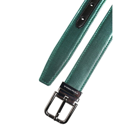 Dolce & Gabbana Green Black Polyester Metal Buckle Belt