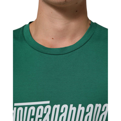 Dolce & Gabbana Green Cotton Graphic Logo Print Crewneck T-shirt