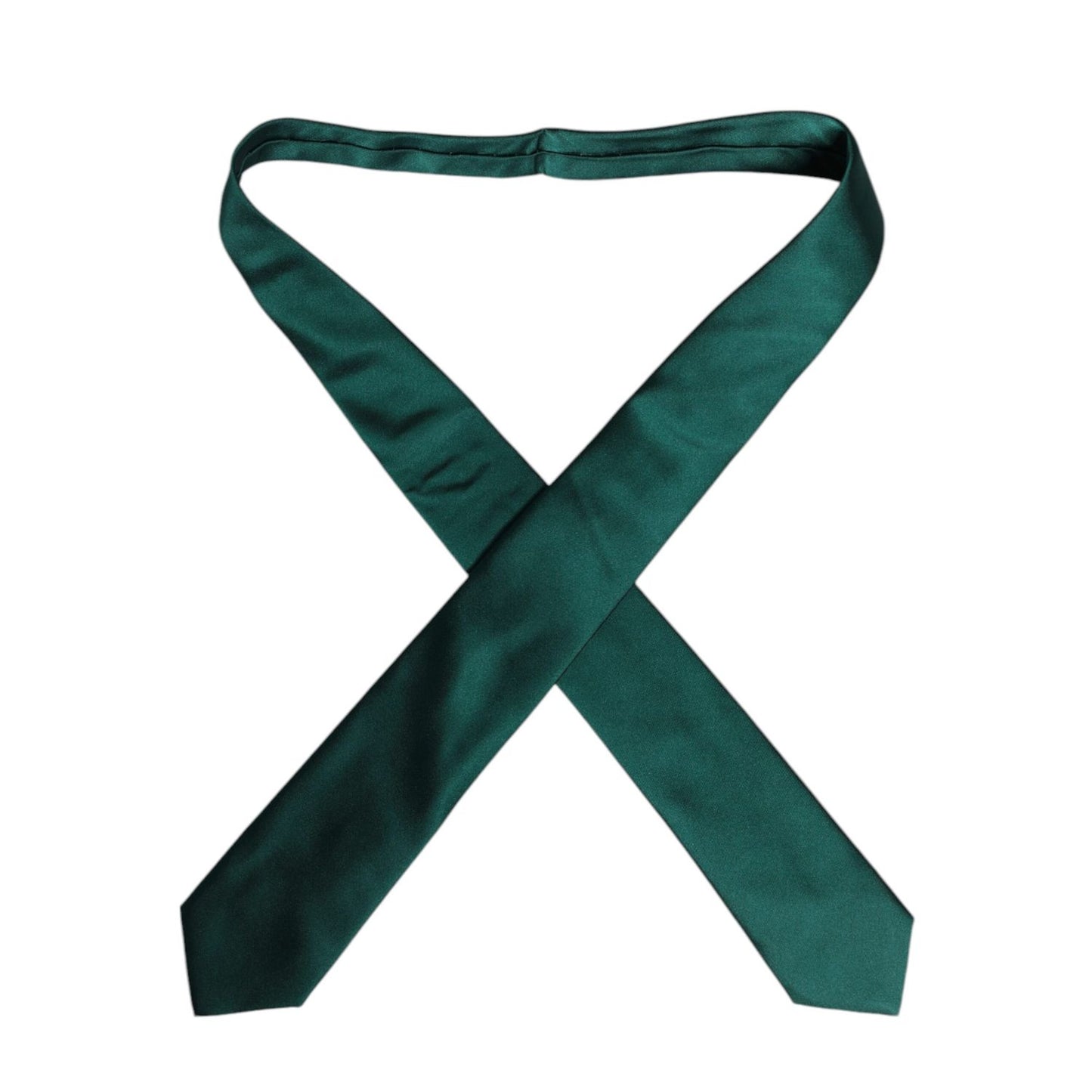 Dolce & Gabbana Green Solid Cotton Adjustable Necktie Tie