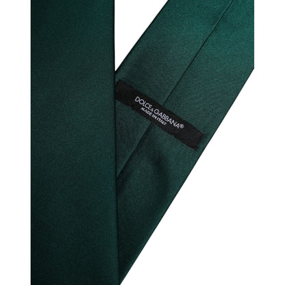 Dolce & Gabbana Green Solid Cotton Adjustable Necktie Tie