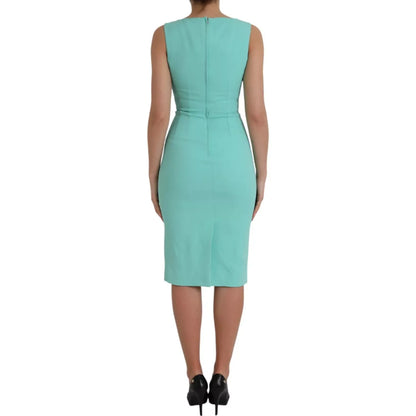 Dolce & Gabbana Green Viscose Sleeveless Sheath Midi Dress