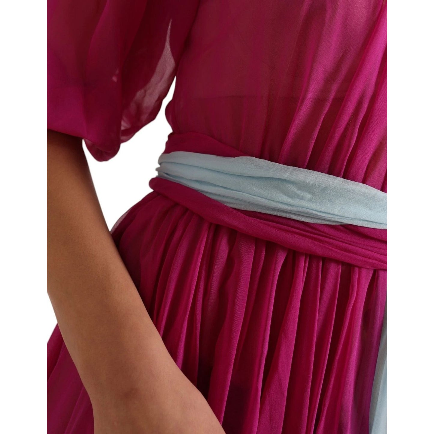 Dolce & Gabbana Light Blue Silk Two Tone Midi Dress