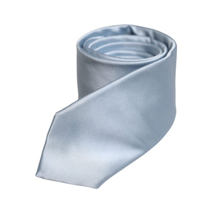 Dolce & Gabbana Light Blue Solid Silk Adjustable Necktie Tie